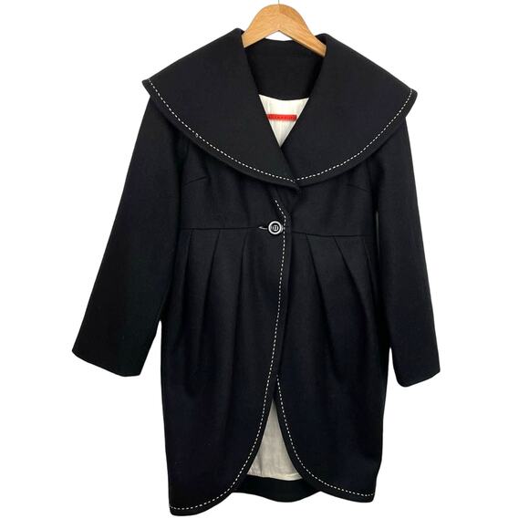 Alice + Olivia | Wool Pea Coat Tulip Shape Black - Picture 1 of 15